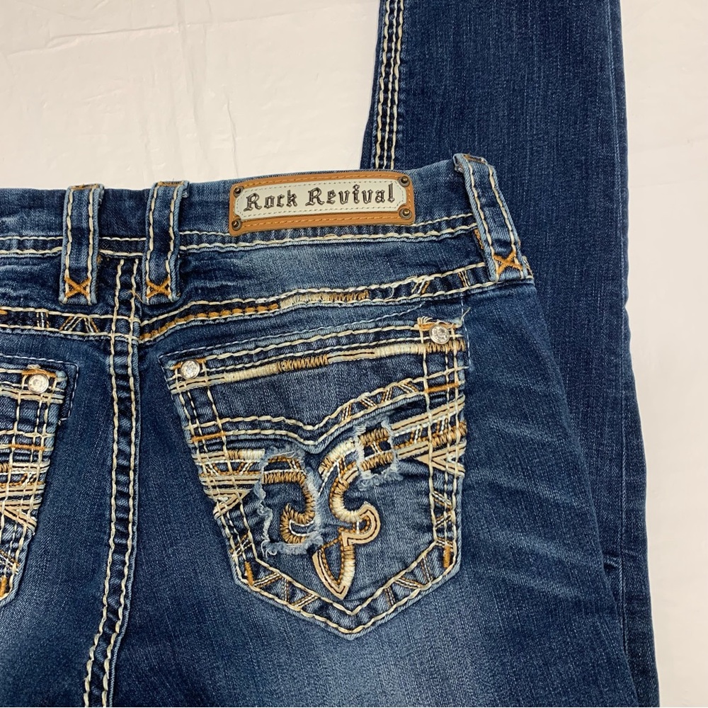 Rock Revival Boris Skinny Embroidered Distressed Skinny Jeans Women’s 30 - Picture 2 of 12